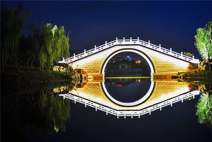 山東淄博公園夜景燈光照明工程案例